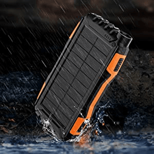 Solar Charger, Power Bank, 42800mAh Portable Charger Power Bank External Battery Pack 5V3.1A Qc 3.0 Fast Charger Built-in Super Bright Flashlight (Orange)