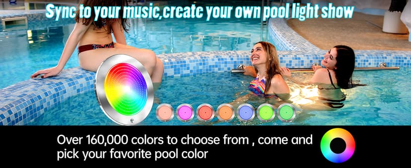 60ft Led Smart Pool Lights for Inground Pool with 3 Control Way (App/Remote/Controller), 54W 10 Inch Color Changing Underwater Swimming PoolLight for 10" Large Wet Niches
