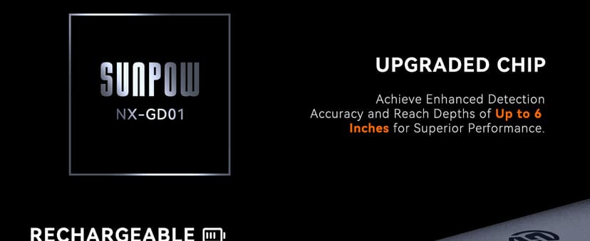 SUNPOW Metal Detector Pinpointer Rechargeable for Adults & Kids, Adjustable Sensitivity, IP68 Fully Waterproof, 360° Detection, 4 Modes - Handheld Pin Pointer Wand with LCD Screen - NXGD01