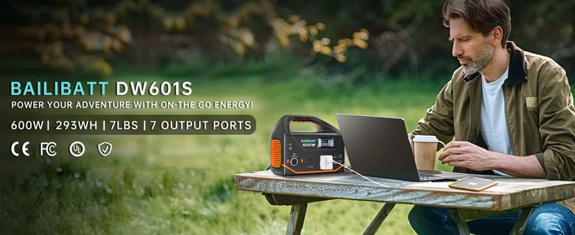 Portable Power Station 600W,293Wh Portable Generator for Home Use, Quiet Generator for Camping Travel Emergency CPAP Survival Backup Outdoor Apartment,100W PD & 110V Pure Sine Wave AC Outlet