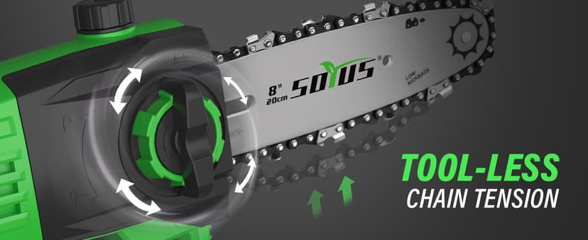 SOYUS Pole Saw 8-Inch Cordless and 18-Inch Pole Hedge Trimmer 2-in-1, 15-Foot Max Reach Pole Saw for Tree Trimming, 16ft/s Speed, Auto Oiling, Multi-Angle Pole Chainsaw with 2.0Ah Battery & Charger