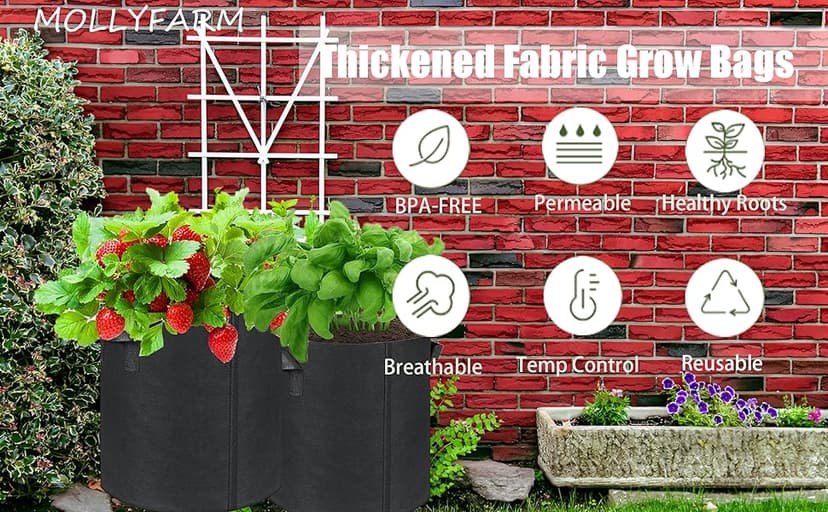 12-Pack 3 Gallon Grow Bags, Heavy Duty Aeration Fabric Pots with Sturdy Handles, Thickened Fabric Pots for Plants