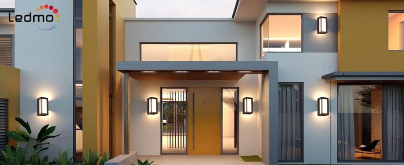 LEDMO Outdoor Wall Light 1800Lm Modern Outdoor Porch Light 3000K Bright Lighting Black Exterior Lighting Fixture Waterproof Christmas Fixture for House,Patio,Garage,Backyard,Hallway(2 Pack