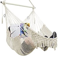 Outerman Hammock Chair, Hanging Chair with 3 Cushions and Foot Rest Support, Sturdy Metal Spreader Bar Max 500Lbs, Swing Chair for Bedroom, Indoor & Outdoor, Patio, Porch or Tree(Black)…