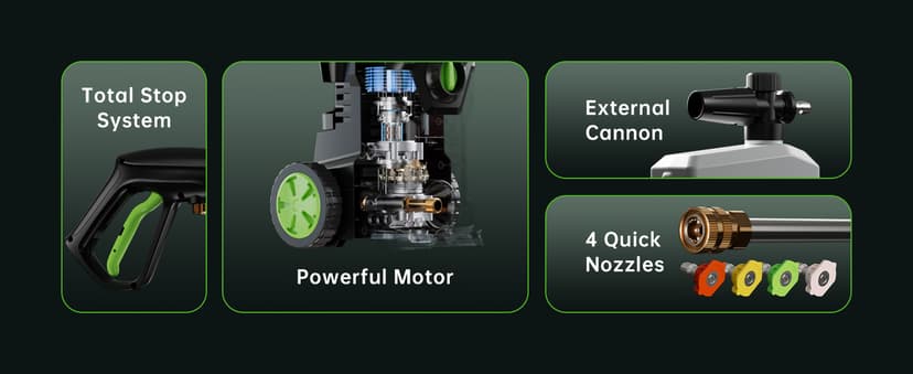 Pressure Washer, 4800PSI 3.0 GPM Max Electric Power Washer with Foam Cannon 48FT Total Long High Pressure Washer for Cars, Fences, Patios, Decks, Patios and Driveway Powerwasher