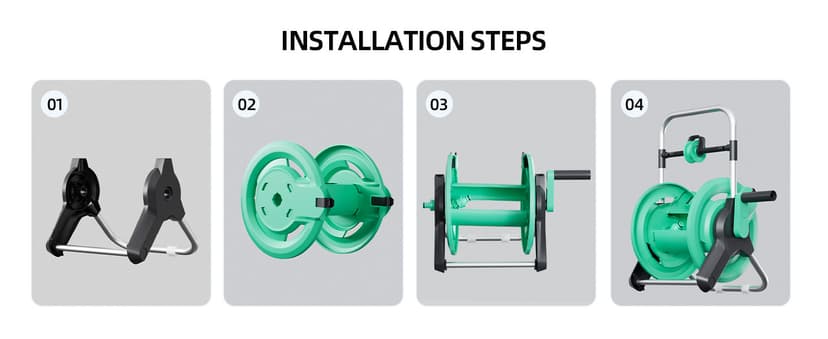 Portable Garden Hose Reel Cart, Hold Up to 50-75 Ft Hose, Wall Mounted Water Hose Reel, Mobile Garden Hose Holder Tools With Built-In Guide, for Outside Car Washing, Watering