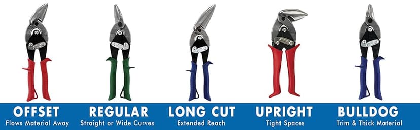 MIDWEST Aviation Snip Set - Left and Right Cut Offset Tin Cutting Shears with Forged Blade & KUSH'N-POWER Comfort Grips - MWT-6510C