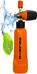 Selkie Pressure Washer Sandblasting Kit - Wet Abrasive Sandblaster Attachment, with Replacement Nozzle Tips,Protect Glasses, 1/4 Inch Quick Disconnect, 5000 PSI