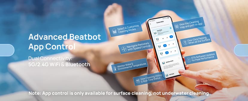 Beatbot AquaSense 2 Ultra Cordless Robotic Pool Cleaner for Complex Pools, Pool Mapping with AI Camera, 5-in-1 Cleaning, Smart Surface Parking, Pool Skimmer, Water Clarification – Prussian Blue