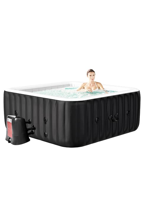 2 Person Inflatable Hot Tub, Oval Portable Hot Tub, Leak-Proof Blow up Hot Tub with 100 Air Jets, PVC Outdoor Spa with Insulated Cover & Heater Pump, 75” L X 47”W X 25”H