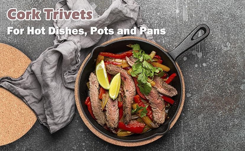 Cork Trivet, High Density Fine Particle Thick Cork Trivets for Hot Dishes, 8 Inch Heat Resistant Cork Coaster, Cork Placemats Cork Hot Pads for Hot Pots and Pans, 4 Pcs