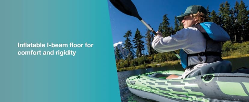 INTEX Challenger Inflatable Kayak Series: Includes Deluxe 86in Kayak Paddles and High-Output Pump – SuperStrong PVC – Adjustable Seat with Backrest – Removable Skeg – Cargo Storage Net