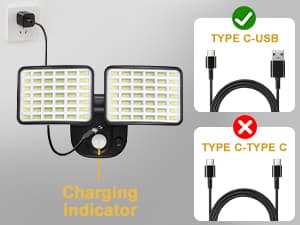 Rechargeable Battery Operated Motion Light 2500LM & 4000LM Motion Sensor Security Light(1-3 Months Endurance) USB Charging LED Flood Light Outdoor for Garage Yard Entryways Patio Garden