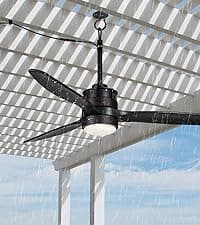 EKIZNSN 42'' Outdoor Waterproof Ceiling Fan with Light for Patios, 3 Blade Wet Rated Ceiling Fans, DC Motor w 6 Speeds, Walnut Wood
