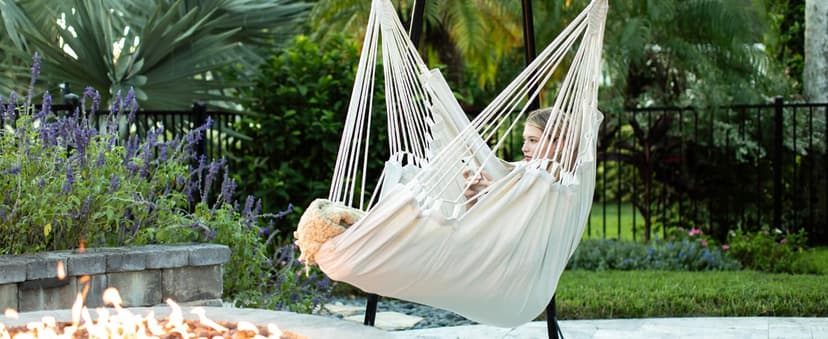 Indoor Hammock Chair Swing - Hanging Hammock Swing Chair - Indoor/Outdoor - Hanging Chairs for Bedroom, Patio, Porch, Swinging Chair Hammock for Adults - Built-In Footrest - Spacious Full Body Support