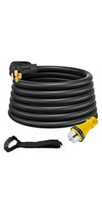 30 Amp to 110 Adapter Generator Power Cord, 4 Prong 30 Amp to 15 Amp Generator Adapter, Nema L14-30P Male to 4X 5-20R Female with Dust Protection Caps, 1.5 FT