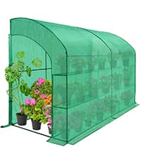 EAGLE PEAK 9x4 Lean-to Portable Walk-in Greenhouse, Pop-up Indoor Outdoor Garden Green House, Zippered Doors and Window, PE Cover, Green