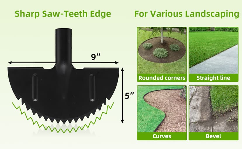 Lawn Edger, 42 Inch Half Moon Manual Edger Lawn Tool, Heavy Duty Saw Tooth Driveway Sidewalk Flower Bed Landscaping Grass Step Edging Tool, T-Grip, Long Handle