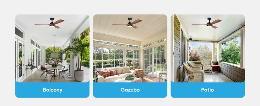 VONLUCE Ceiling Fans with Lights, 52 Inch Ceiling Fan and Remote, 6 Speed Reversible Noiseless DC Motor, 3CCT, Wood Ceiling Fan for Outdoor Indoor Farmhouse Patios, Walnut