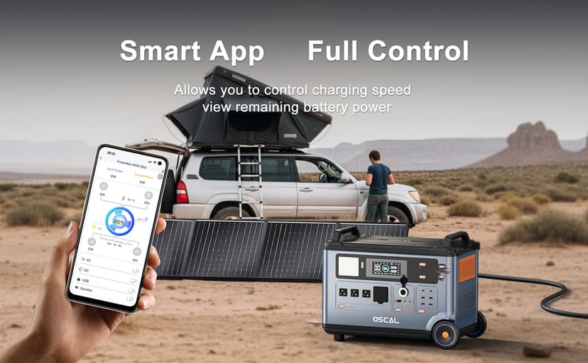 OSCAL PowerMax 6000 Solar Generator with 3×400W Solar Panel, 120V/240V Split Phase Voltage 6000W AC Outlets (7200W Peak), 2200W AC Charging/2400W Solar Charging, Emergency for Home, Battery Backup