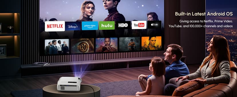 Ultra HD 4K Movie Projector for Home Theater, High Bright 1580 ANSI Lumens Smart Daytime Projector with Max 300" Display, HDR10+ Daylight NFC WiFi6 Bluetooth RJ45 LAN 2G+32G Gaming Projector