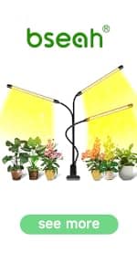 bseah Grow Light Plant Light Indoor Plants, Full Spectrum Clip Plant Growing Lamp, 10-Level Dimmable, Auto On Off Timing 3 9 12Hrs (2 Pack)