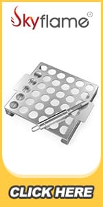 Skyflame Wood Chip Smoker Box, Stainless Steel Double V-shape BBQ Smoke Box with Hinged Lid for Charcoal & Propane Gas Grill, 12.5"(L) x 3.3"(W) x 2.5"(H), U.S. Design Patent