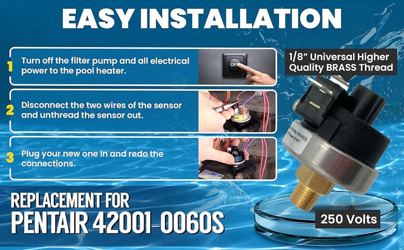 Pentair 42002-0025S Replacement 140F Automatic Gas Shutoff (AGS) Switch | Design for Pool & Spa Heater | Easy Installation Pool Maintenance Kit & Accessories | 18-Month Warranty & USA Support