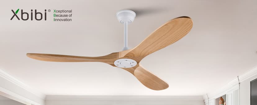 42'' Wood Ceiling Fan without Light, Modern 3 Blades Fans with Remote, Quiet Reversible DC Motor, Indoor Outdoor Energy Saving Ceiling Fan for Bedroom Living Room Patios