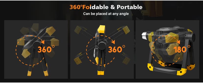 Samyoung 2 Pack Magnetic 2000 LM LED Work Light, 10 Hours Long Lasting 360°Rotating 7000K Warm Rechargeable Work Light Folding Waterproof for Job Site Car Inspection Camping Emergency