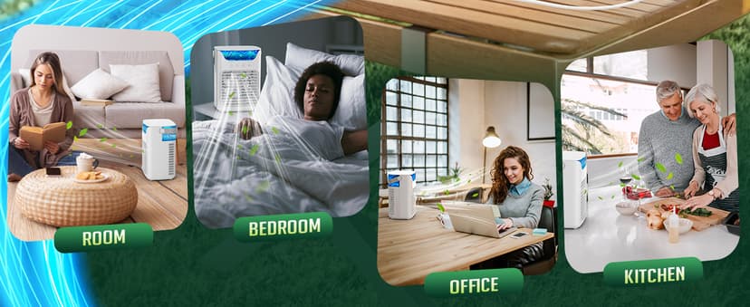 Portable Air Conditioners, 3 Wind Speeds & 7 LED Lights Evaporative Personal Air Cooler, 4 in 1 Portable AC with 650 mL Large Water Tank, Mini Air Conditioner for Bedroom/Car/Home/Camping/Room