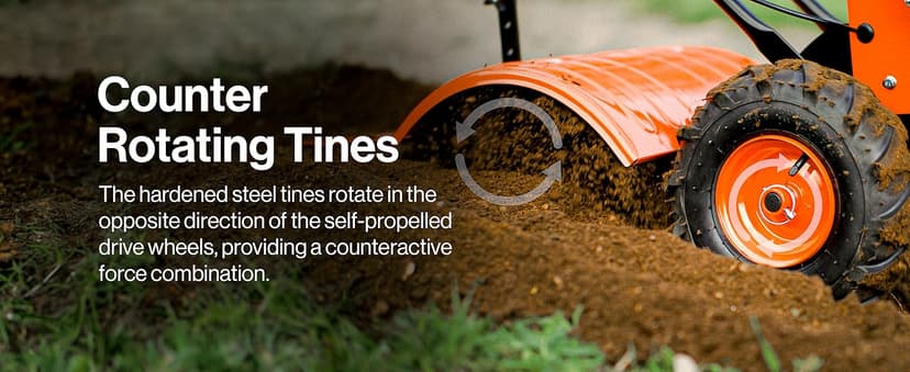 SuperHandy Rear Tine Tiller - 7HP Engine, 16" Width & 12" Depth Cultivator - Garden Soil Prep for Planting & Vegetable Beds