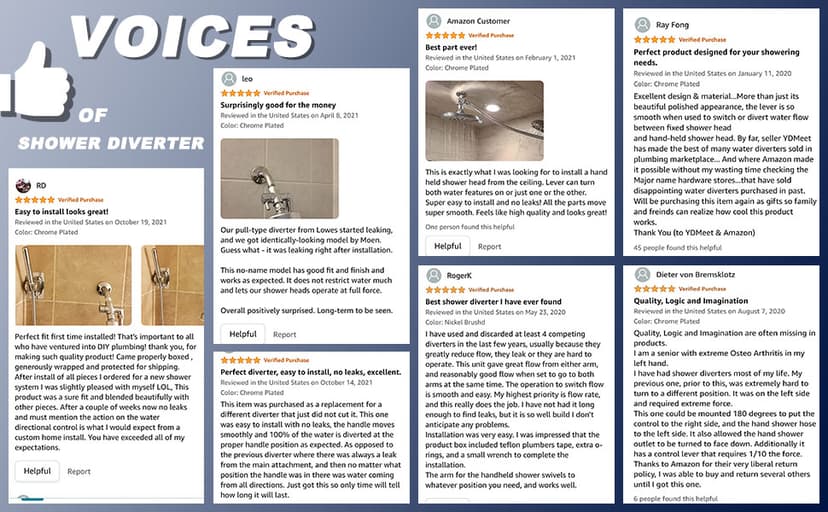 Shower Arm Diverter Valve Brass G1/2 3 Way Universal Bathroom Shower System Component Replacement for Handheld Shower Head and Fixed Spray Head, Brushed Nickel