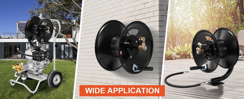 Tool Daily Pressure Washer Hose Reel, 100 FT Heavy Duty Steel Hose Reel for Power Washer