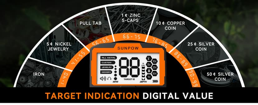 SUNPOW Metal Detector for Adults Professional - Waterproof Higher Accuracy 5 Modes Gold Metal Detector with Strong Anti-Interference, Advanced DSP Chip, 11" Detection Depth - OTMD09