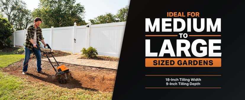 LawnMaster TE1318W1 Corded Electric Tiller 13.5-Amp 18-Inch Orange