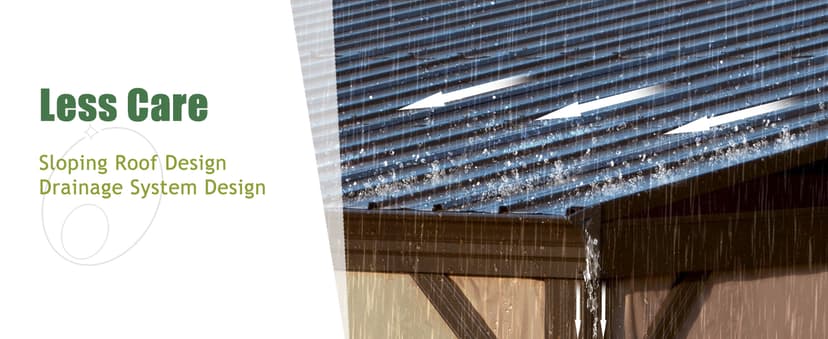 DOMI 12x16FT Lean to Gazebo, Outdoor Hardtop Wall Mounted Gazebo with Sloping Galvanized Steel Roof, Durable Aluminum Frame, Netting Curtain for Deck, Porch, Backyard