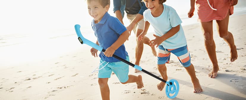 OMMO Metal Detector, Adjustable 27.5”-37.8” Metal Detector for Kids with Intuitive LCD Display, Lightweight Kids Metal Detectors with 6” Search Coil for Exploration Hiking