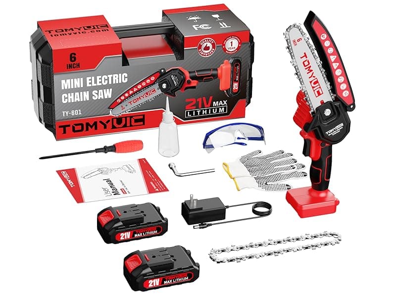Electric 6 Inch Mini Small Cordless Battery Powered Handheld Chainsaw With Charger For Trimming On Tree Branches, Wood Cutting, Pruning Shears To Diy, Backyard Upkeep, Light Home Repairs