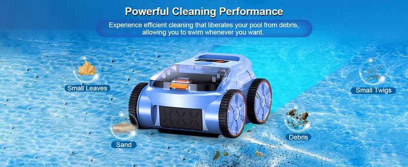 (2025 New) Robotic Pool Vacuum, Robotic Pool Cleaner for Inground Pools, Smart Navigation, Floor/Wall/Waterline Cleaning, 180 Mins Runtime for Pool Up to 2100 Sq.ft