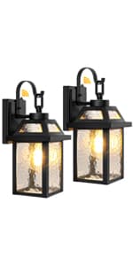 BesLowe Outdoor Wall Mount Light Fixture, Exterior Wall Lantern Waterproof, Black Outside Porch Sconce Lighting with Matte Black Finish & Glass Shade for House Garage Doorway Patio, E26 Socket