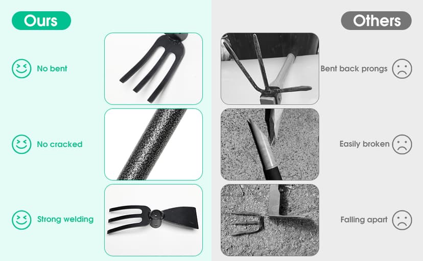 Hoe Garden Tool,45 Inch Long Garden Hoe and Cultivator, Garden Hand Tiller with Long Handle,Heavy Duty Garden Tools Hoe Cultivator for Gardening,Weeding, Tilling,Lossening Soil,Planting