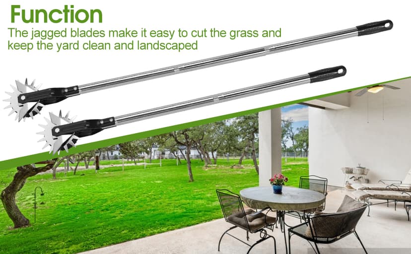 Wheel Rotary Edger Manual Lawn Tool for Sidewalk Edger Rotary Wheel Rotary Wheel Manual Edger Lawn Tool Strong 4 Sections Stainless Steel Handle