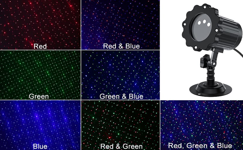 Laser Outdoor Moving RGB Christmas Projector Light - 3 Color Motion Firefly Decorative Lights Show for Halloween, Christmas, Holiday, Garden, Patio