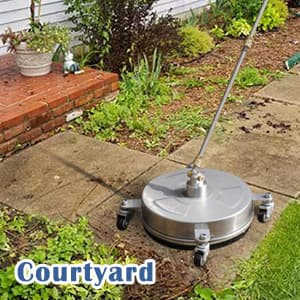 janz 14" Pressure Washer Surface Cleaner with 4 Wheels, Stainless Steel Housing, 1/4" Quick Plug, 2 Extension Wands, 2 Replacement Nozzles and 3 Spray Nozzles, 4000 PSI