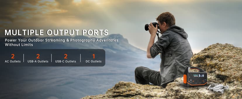 Portable Power Station 600W,293Wh Portable Generator for Home Use, Quiet Generator for Camping Travel Emergency CPAP Survival Backup Outdoor Apartment,100W PD & 110V Pure Sine Wave AC Outlet