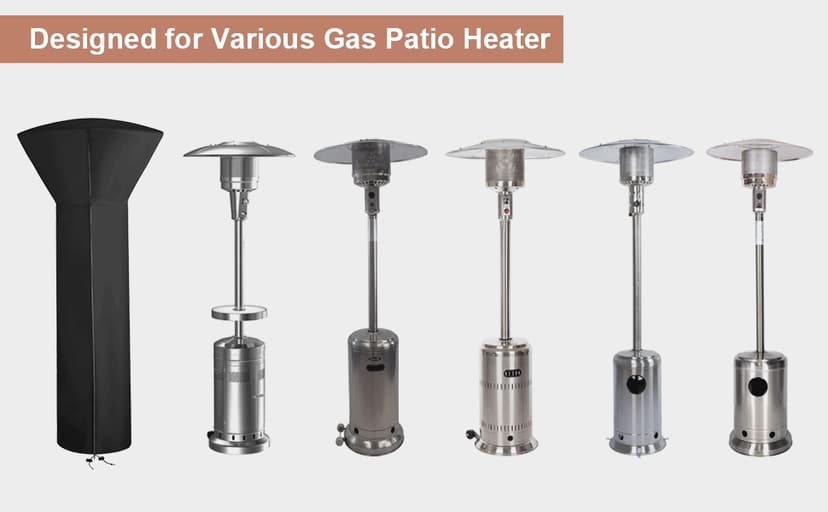 Vailge Patio Heater Covers with Zipper and Storage Bag,Heavy Duty 600D Oxford Waterproof Outdoor Heater Cover Wind-Resistant Dustproof UV-Resistant,Black,89'' Height x 33" Dome x 19" Base