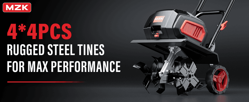 MZK 40V 12-inch Cordless Garden Tiller, Battery Powered Garden Cultivator, 2 * 4.0Ah Battery and Fast Charger Included