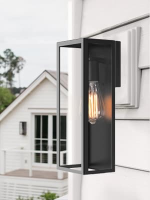 2-Pack Outdoor Wall Lanterns, Exterior Waterproof Wall Sconce with Glass Shades, Matte Black Porch Lights Wall Mounted, Anti-Rust E26 Modern Wall Lighting Fixtures for Patio Garage Entryway Front Door