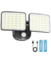 Rechargeable Battery Operated Motion Light 2500LM & 4000LM Motion Sensor Security Light(1-3 Months Endurance) USB Charging LED Flood Light Outdoor for Garage Yard Entryways Patio Garden